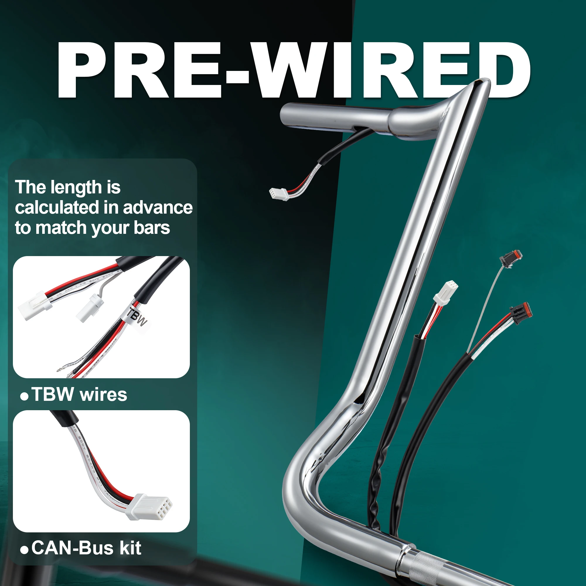 مقود Touring 10/12/14 بوصة ارتفاع 1.25 بوصة سلكي مسبقًا لهارلي 2016-2023 Street Glide Electra Glide Ultra Limited #3