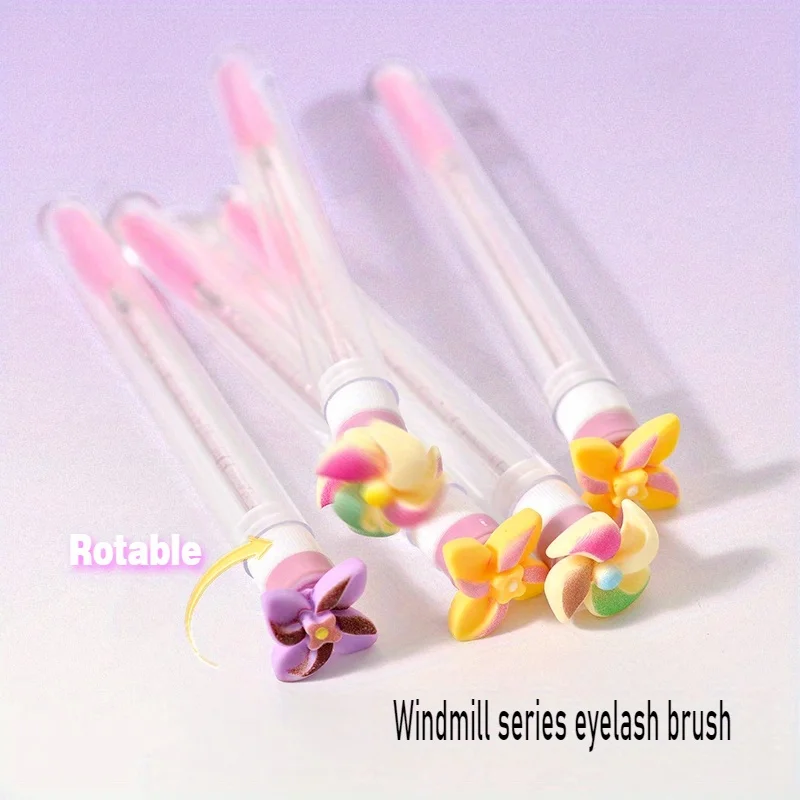 فرشاة حواجب على شكل طاحونة هوائية، رأس حلزوني قابل للانحناء، محمول في عبوة أنبوبية فردية #6