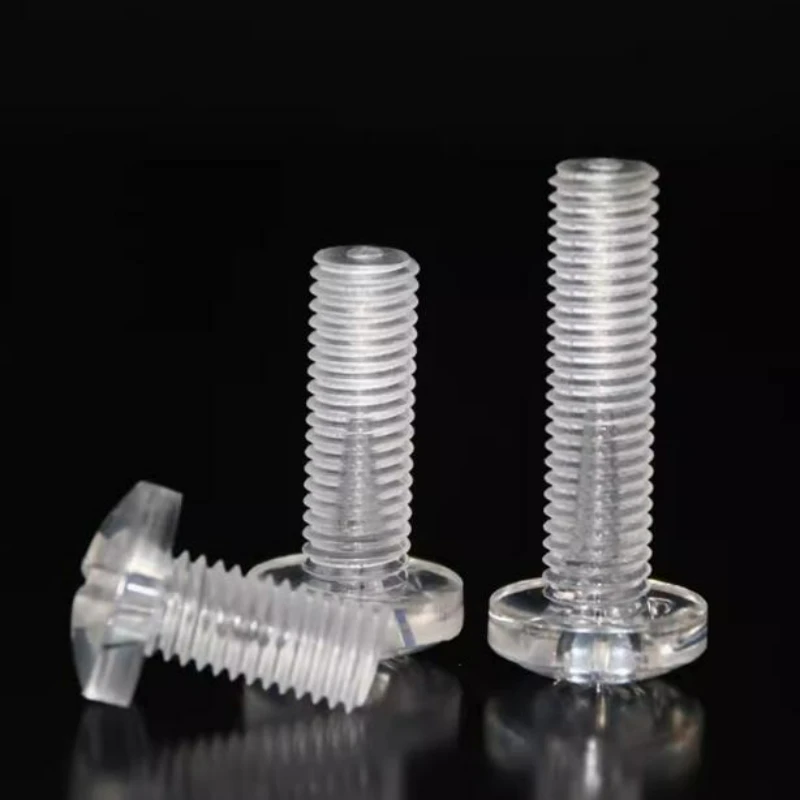 100pcs M2 M3 M4 M5 M6 M8 PC Transparent Pan Head Cross Plastic Screw Acrylic Insulated Plastic Screw Thread Length 6mm-40mm