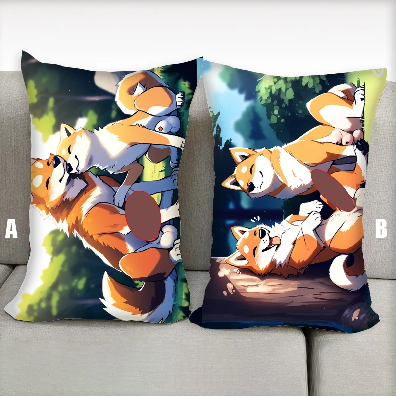 Anime Pillow Two Dogs Being Bros Furry Dakimakura Nsfw Half body Cartoon Pillow Core Double Side Print