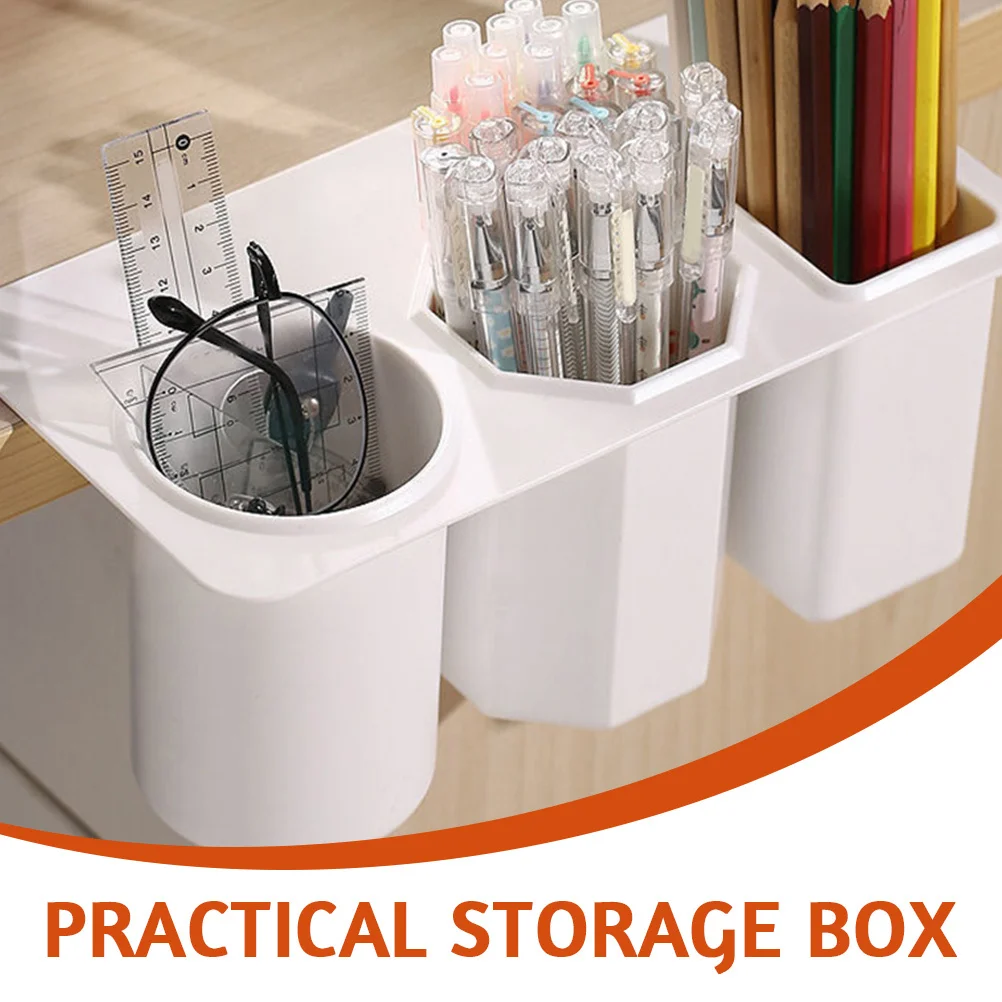 

2Pcs Sleek Design Desktop Organizer 3-Grids Multi-Functional Storage Container for Pens Makeup Brushes Nail Polish Stationery