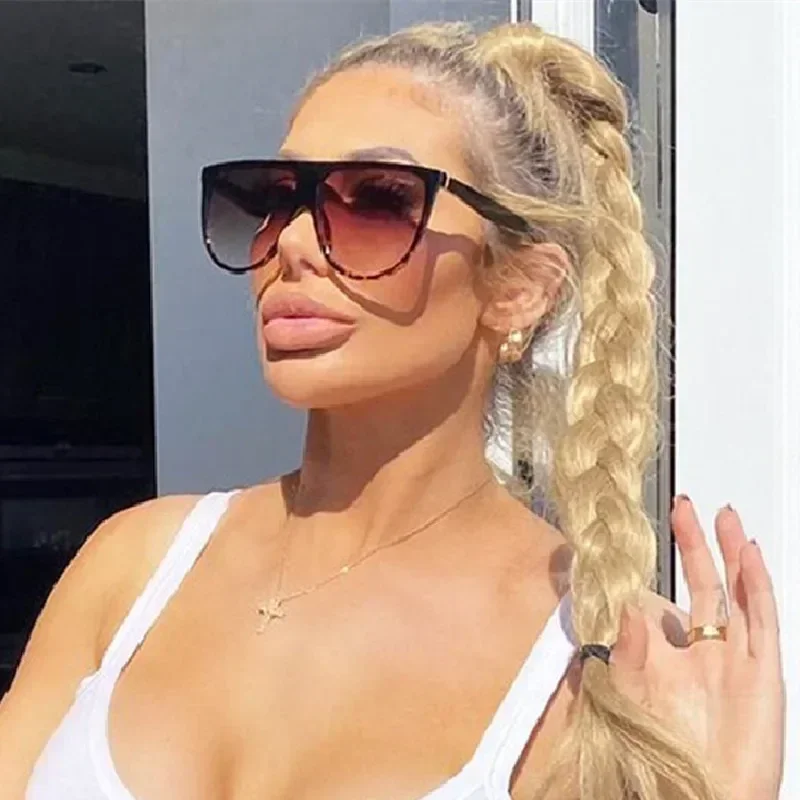 

Retro Oversized Sunglasses Women 2024 Brand Lunette Soleil Femme Big Frame Flat Top Designer Sun Glasses Vintage Shades Eyewear