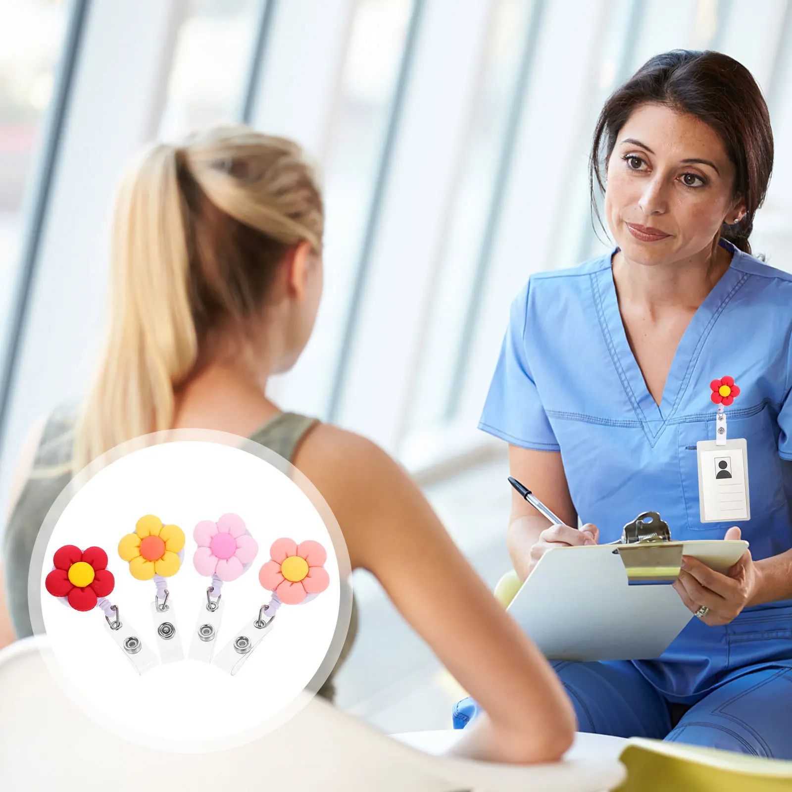 

4pcs Retractable Badge Holder Portable Name Tag Clip Card Accessory Retractable Badge Clip For Nurse Doctor Employee