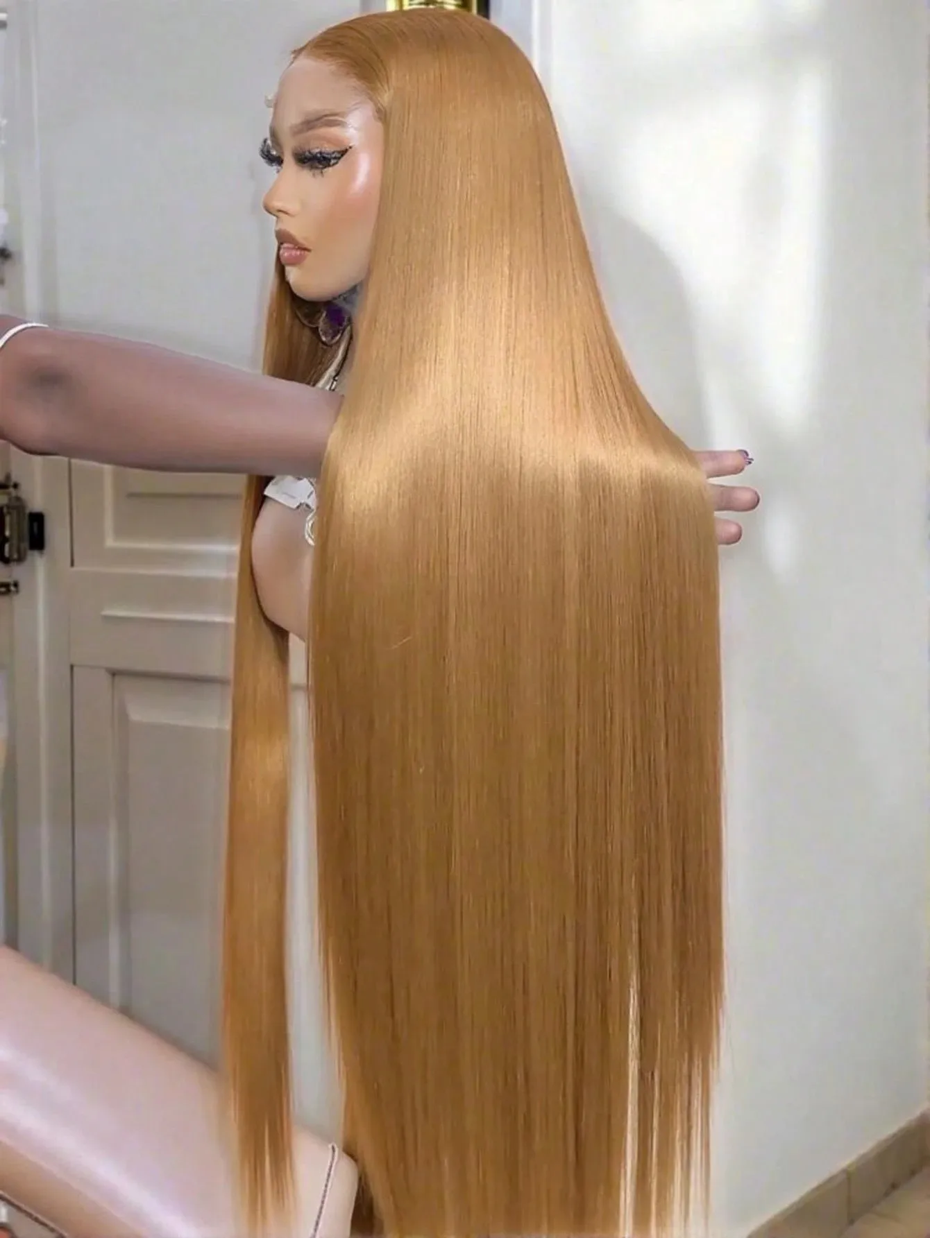 

Парик из натуральных волос медово-русого цвета с кружевной передней частью и эффектом натуральной линии роста волос для женщин, предварительно проработанный. # 27-цветный прямой парик с кружевной передней частью 13x6, 30 дюймов