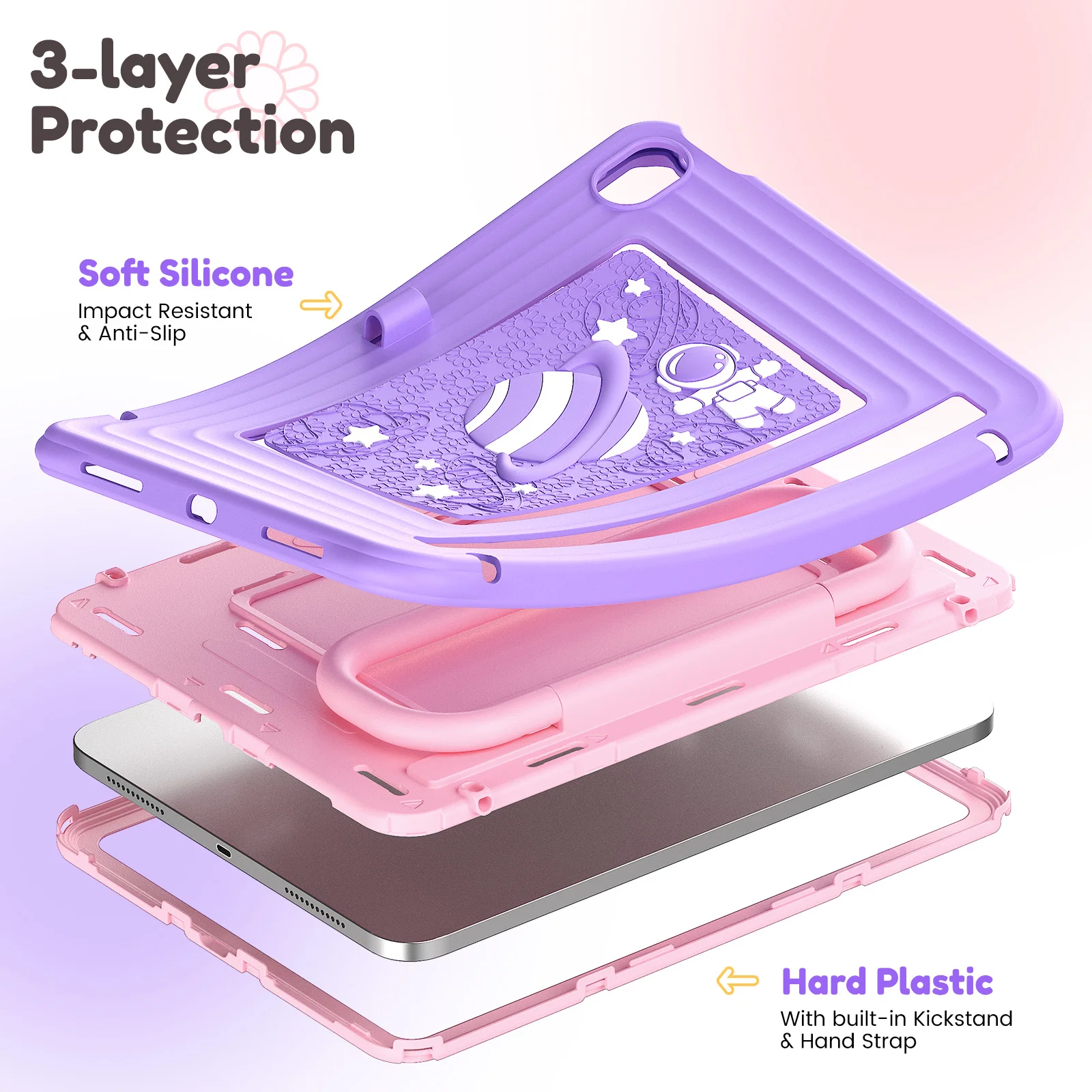 Tablet Case for iPad Air 11 M4 Case for 2026 iPad Air 8 Cover for iPad Air 4 5 6 7th with Handheld Anti Drop Printing Case