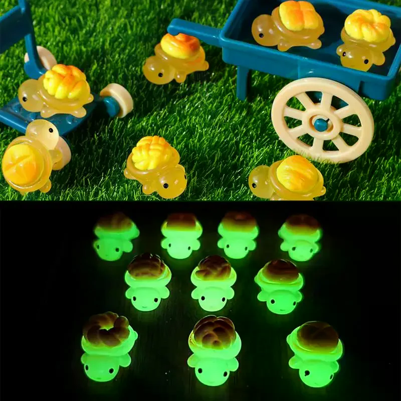 /PFU/10pcs Miniature Landscape Resin Luminous Bread Turtles Ornaments Garden Mini Decorations Home Office Desks Turtles Gifts