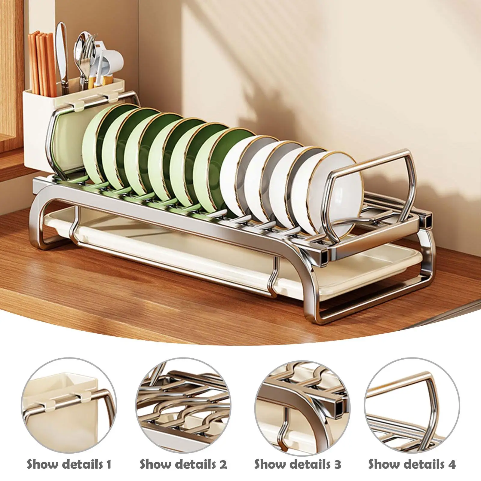 Dish Drying Rack with Drainboard Multifunctional Tableware Drainer Organizer for Kitchen Storage Apartment
