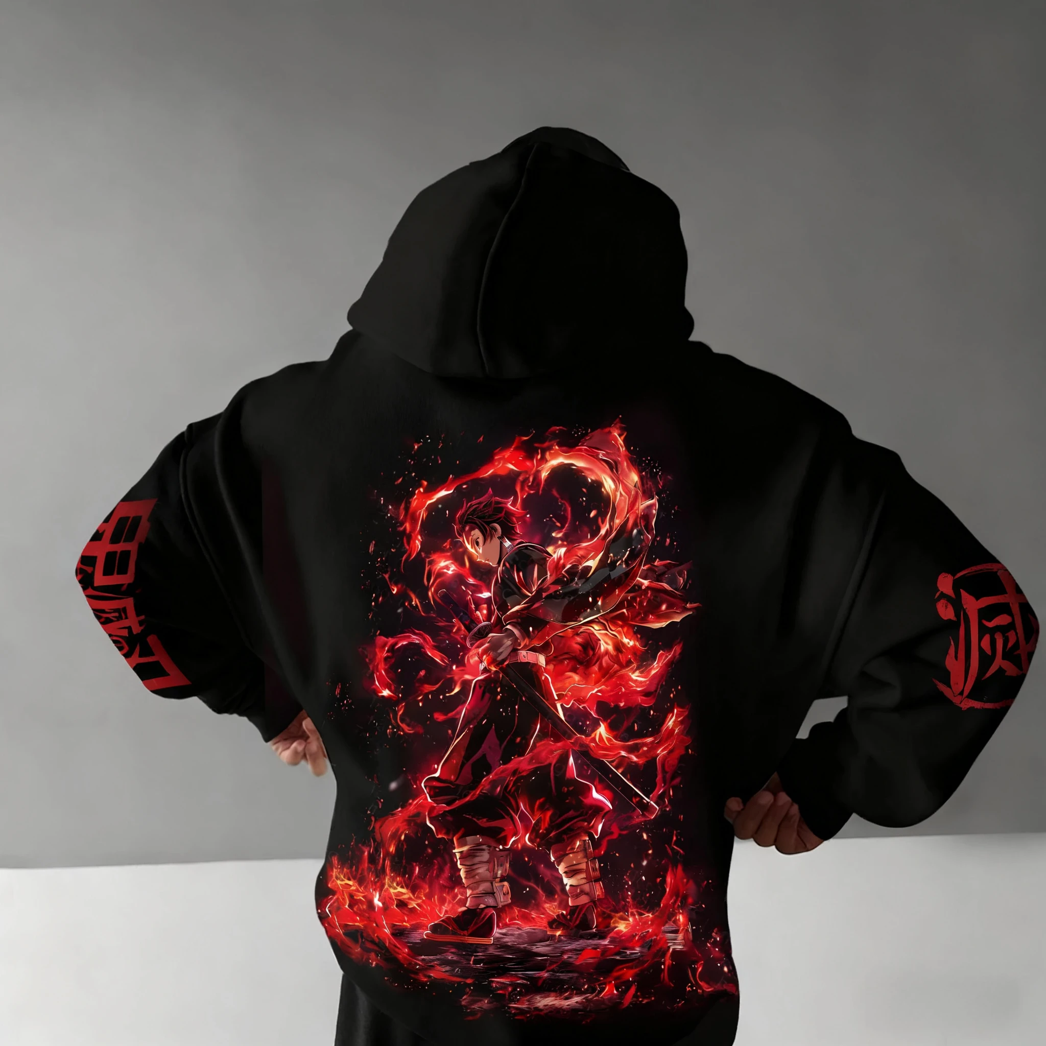 Demon Slayer 2025, Herren-Kapuzenpullover, Herbst/Winter, neu, cool, Anime, bedruckt, locker, lässig, japanischer Harajuku-Eltern-Kind-Pullover