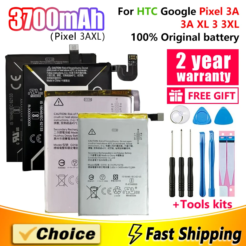 

3700mAh Original Battery For HTC Google Pixel 3 3A XL 3Lite Pixel3 XL Lite, eplacement Phone Battery+Tool,G013A-B/C G020A-B/E-B