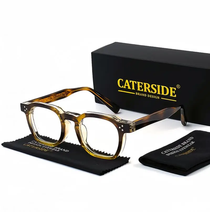 CATERSIDE Neue quadratische flache Lichtbrille für Männer und Frauen, Retro-TR-Rahmen-Brille, hochwertige Brillen, minimalistisch passend – Detail 6