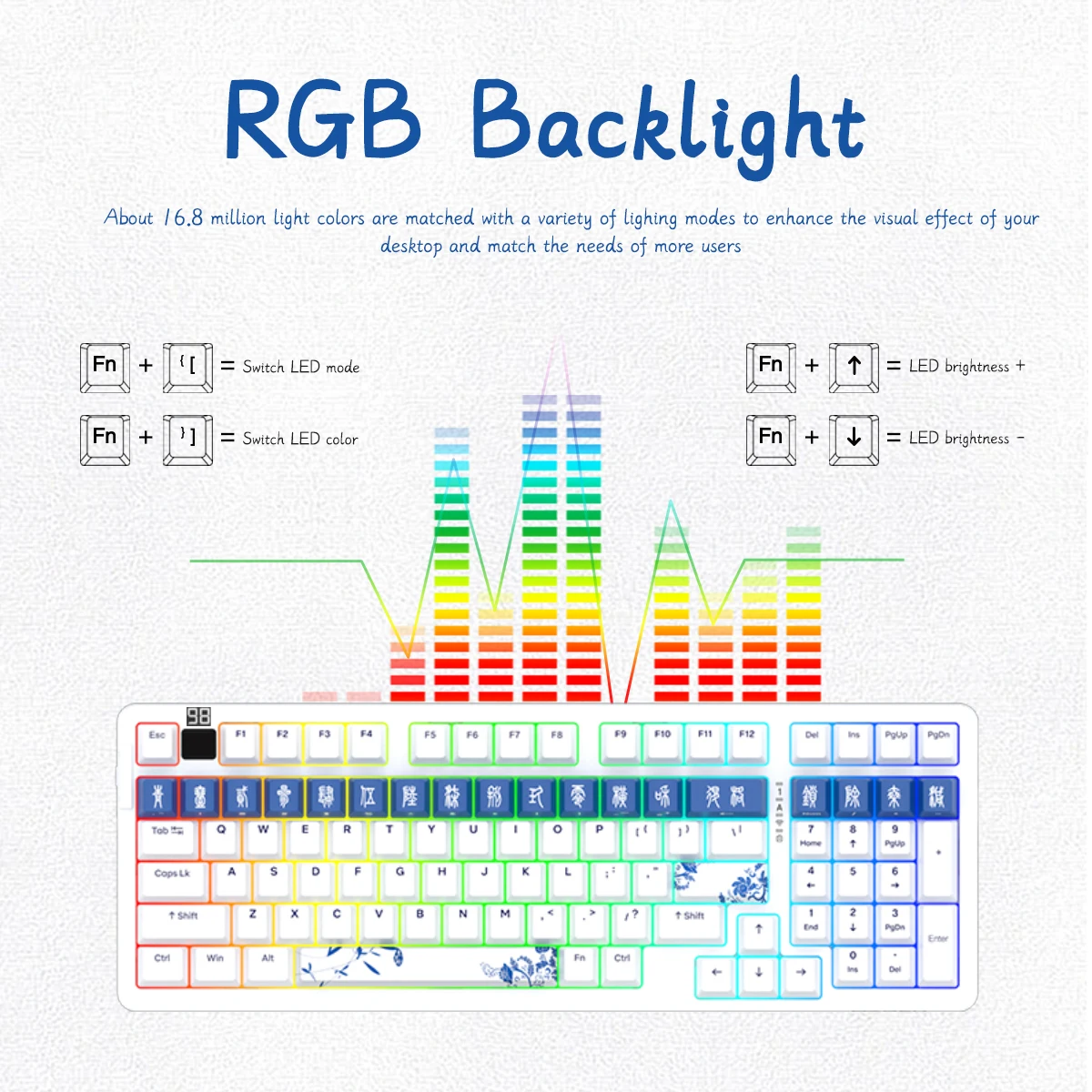 DAREU A98 Underglaze Cyan Tri-mode Teclado Mecânico PC Gamer 98 Teclas Hotswappable Junta RGB Macro Set KB Gamer Acessórios