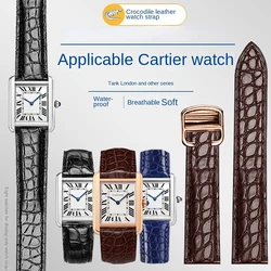 18 20 22 23 24 25mm High Quality Crocodile Genuine leather Watch strap for cartier tank London solo leather watchband men women