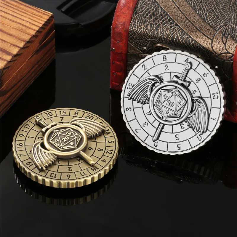 

Unique Dice Wheel 7-in-1 Fighter Swords Metal Roulette Dice Spinner for Tabletop Board Role Play Game Storage Dragon Gift Box