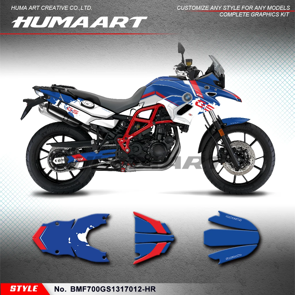 

HUMAART Adhesive Sticker Motorcycle Graphics for F700GS F700 GS 2013 2014 2015 2016 2017, Rebuild Kit, BMF700GS1317012-HR