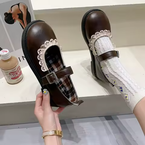 Lace Princess Kawaii Cute Lolita Shoes Student Jk Uniform Shoe Retro Sweet Girls Vintage Anime Cosplay Pu Black Brown Gothic