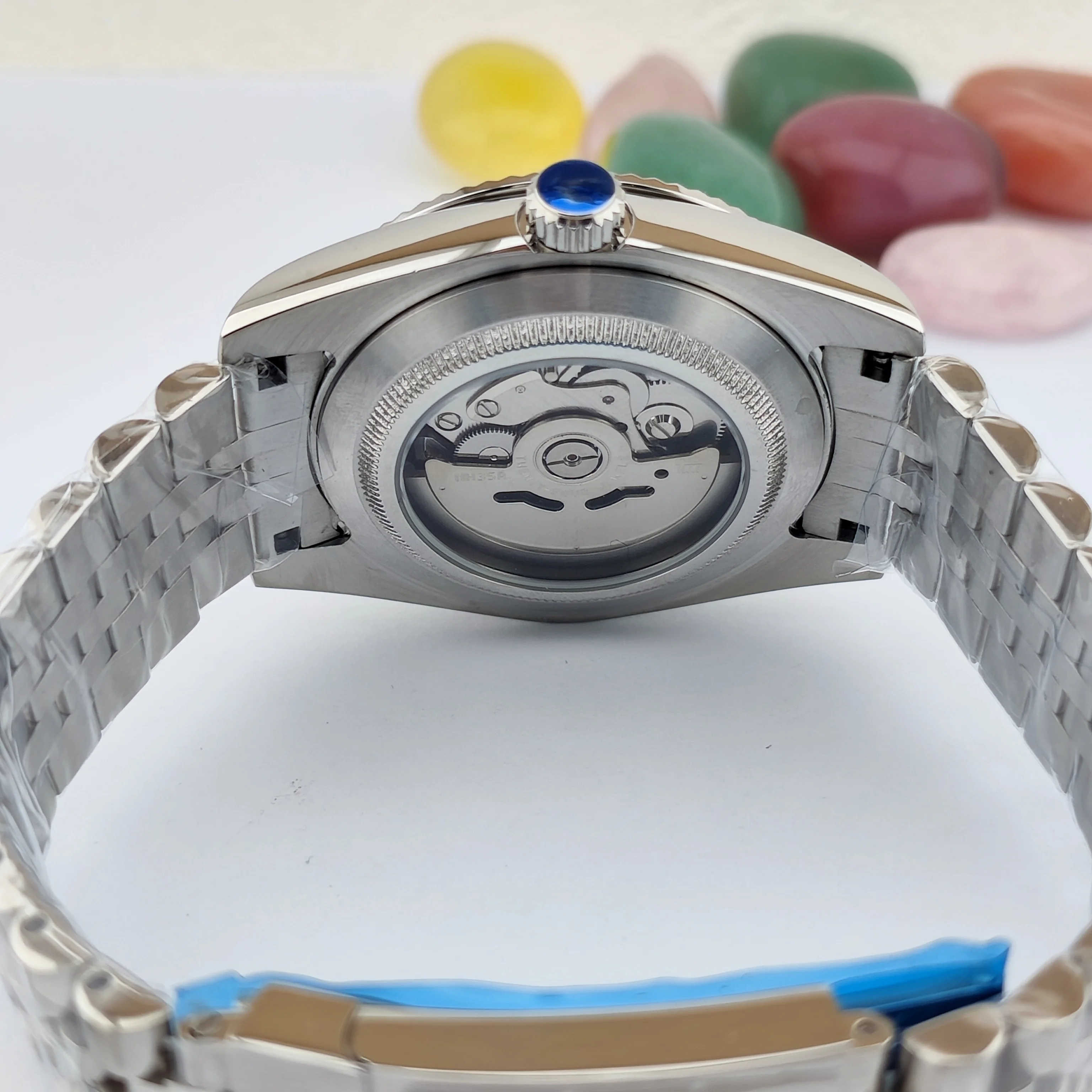 NH35 ساعة من يهتم أنا متأخر بالفعل ساعة 36 مللي متر/39 مللي متر بدون شعار نص أزرق ماتي الهاتفي الياقوت والكريستال والزجاج الحركة التلقائية #6