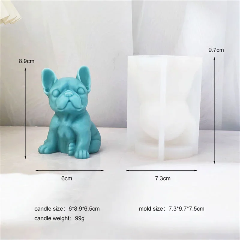 3D French bulldog candle silicone mold animal soy wax candle making resin soap cake molds puppy lover Christmas home decor gift