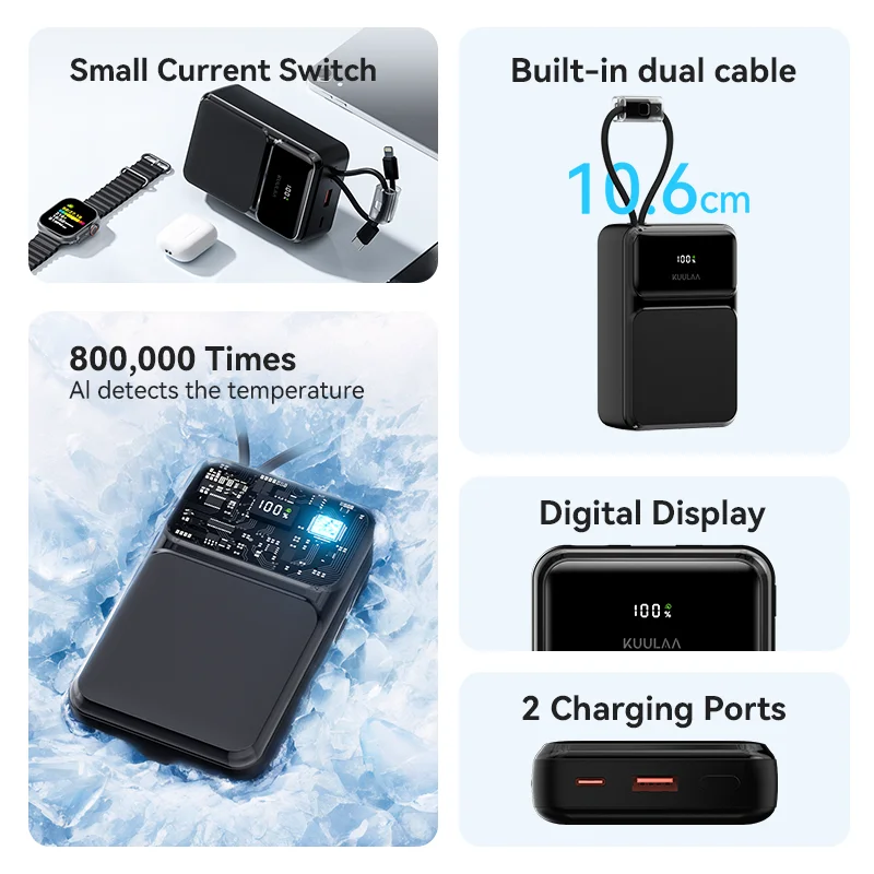 KUULAA 30000mAh 22.5W Power Bank Portable Charger Fast Charging Powerbank For iPhone 16 15 Pro Max Xiaomi 14 External Battery
