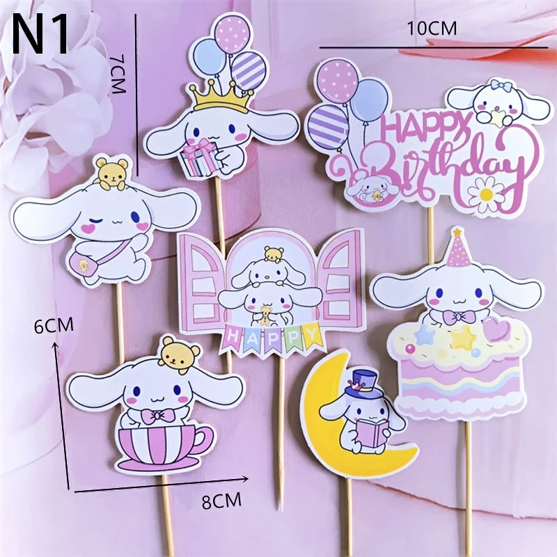 

10pcs Sanrio Kuromi Cake Topper Decoration Doll Anime Kawaii Dessert Decor Mini Action Figures Model Kid Birthday Party Ornament