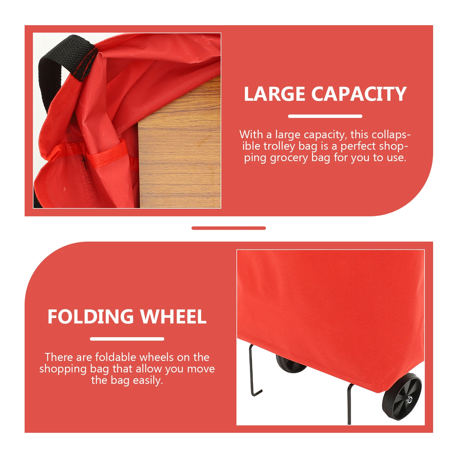 

Trolley Storage Bag Shopping Bags Folding Grocery Cart with Wheels Collapsible Tote
