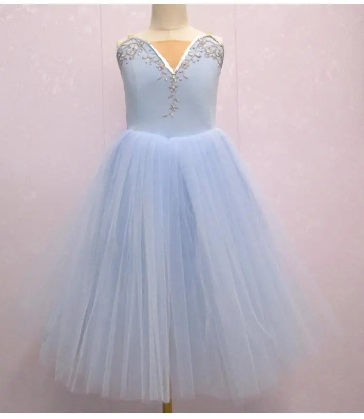 Sky Blue Ballet Dress Girls Kids Child Long Tulle Dress Adulto Women Swan Lake Dance Halloween Ballet Costume Ballerina Dress