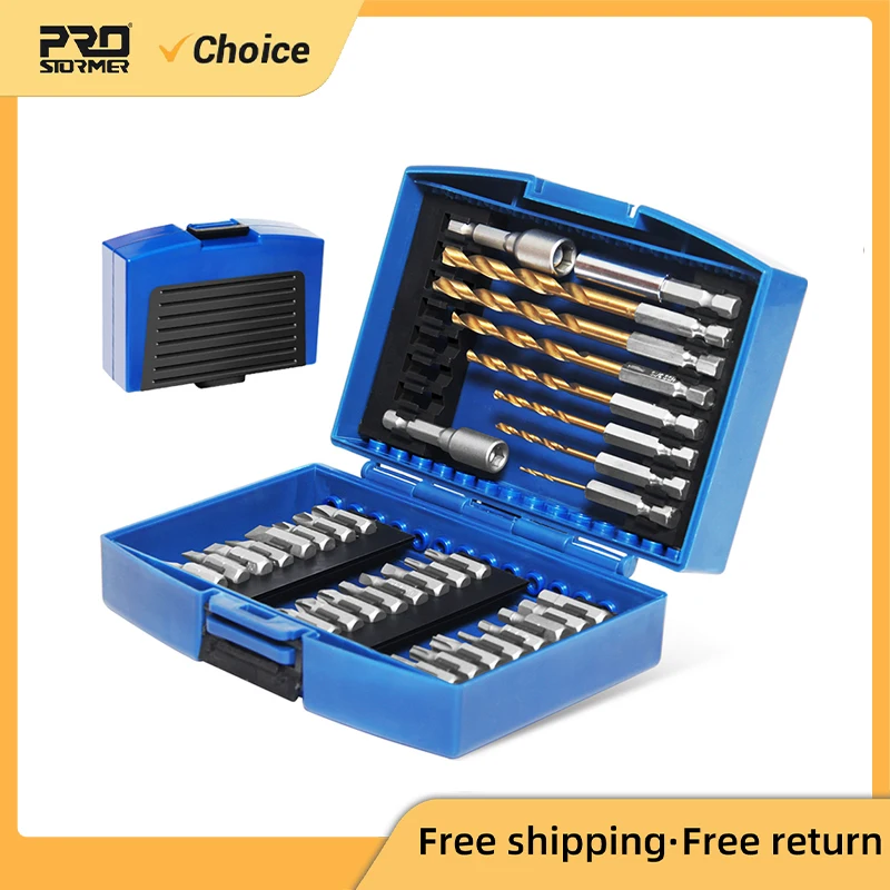 PROSTORMER 34pcs Screwdriver Bit & Nut Driver Set Phillips/Slotted Bits Magnetic Multi Tool Home Appliances Repair Hand Tool