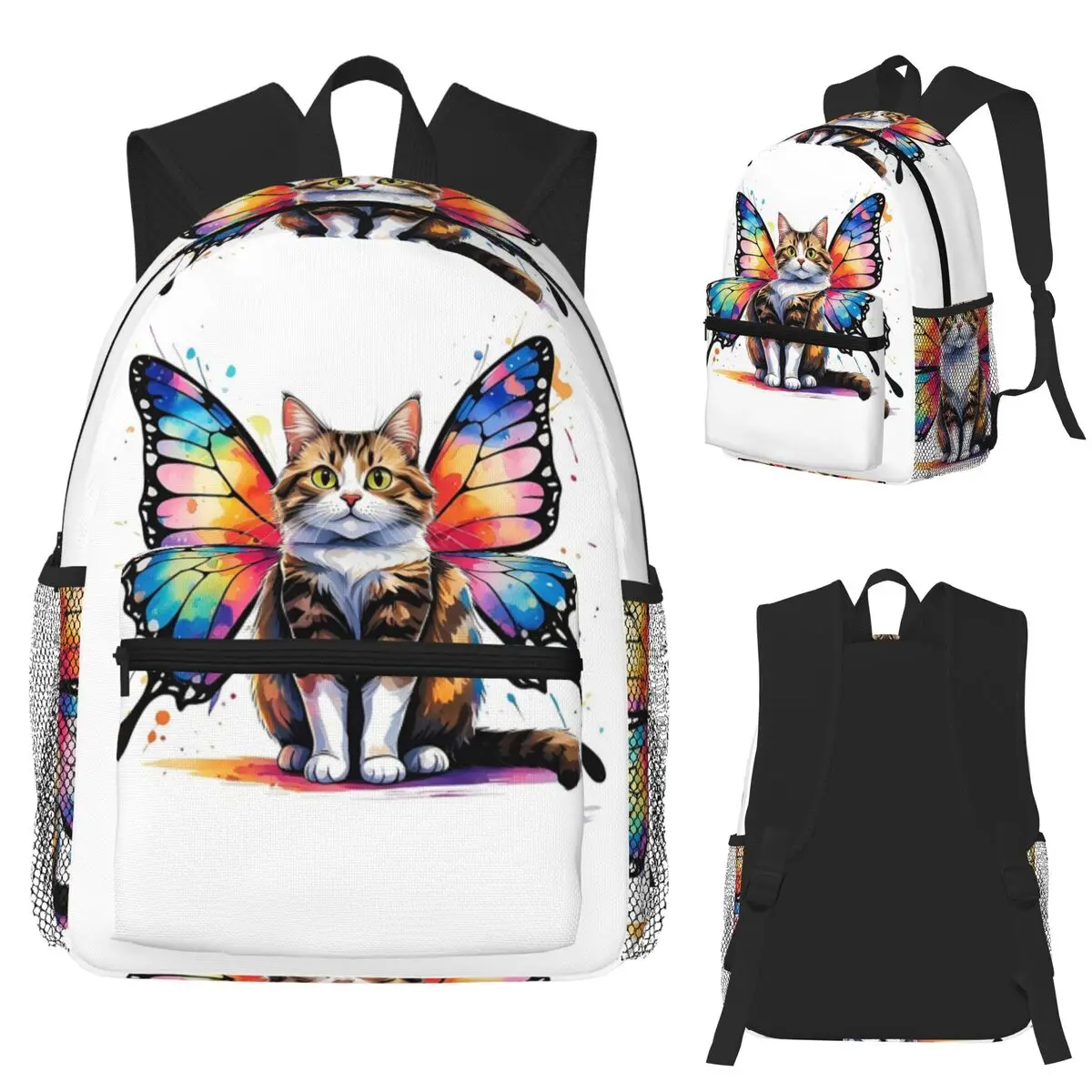 

Крыло бабочки, кошачий цвет, всплеск, фантазия, кошачий студенческий рюкзак, школьная сумка, походный дорожный рюкзак, модная сумка для книг, сумки на плечо