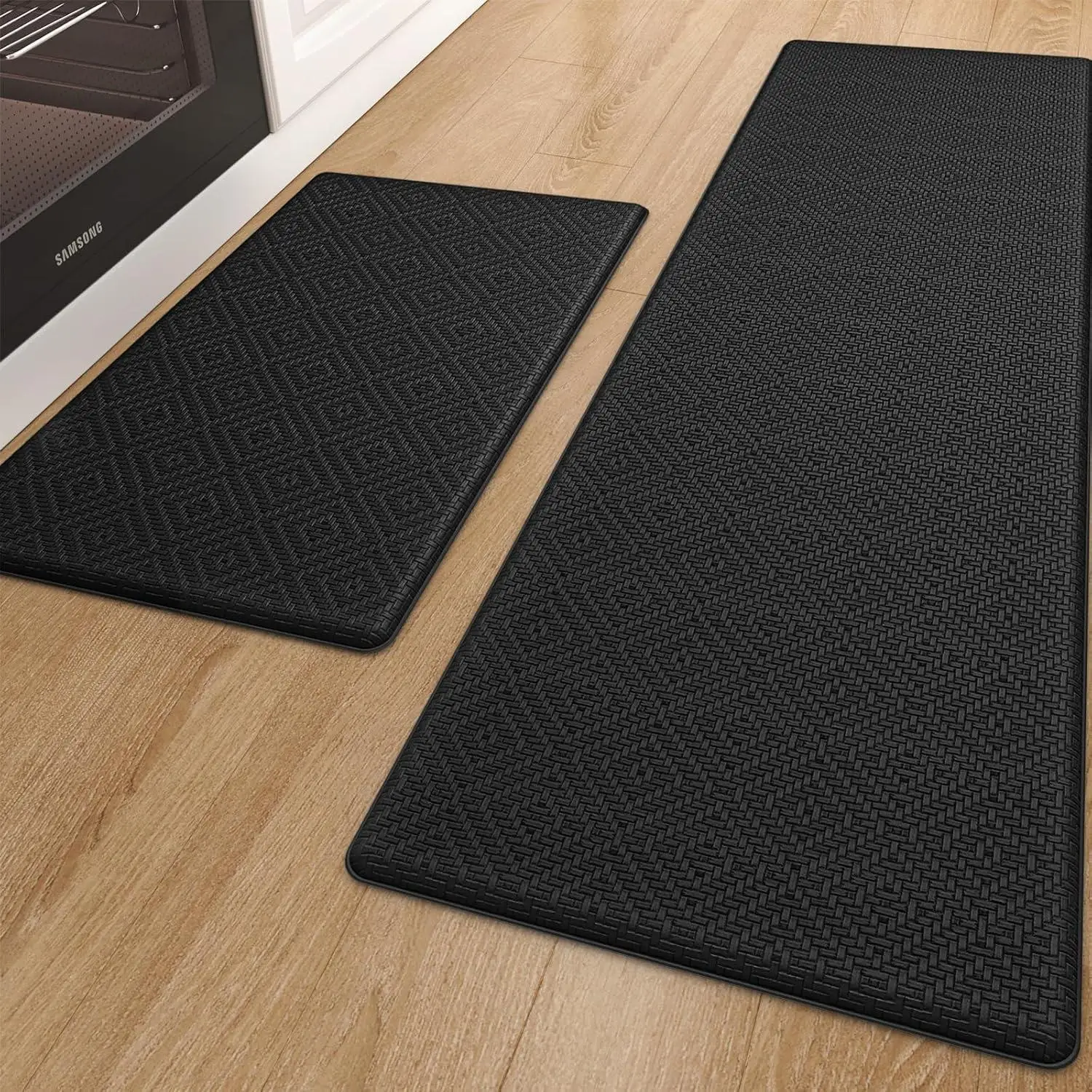 2-Piece Anti-Fatigue Kitchen Mat Set Thick Cushioned Floor Rugs Waterproof Non-Slip Standing Runner Mats Machine Washable Easy Clean Ergonomic Comfort Pad 17.3