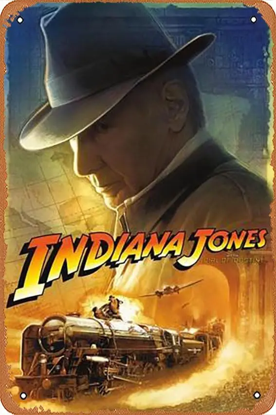 Letrero Metálico de Hojalata - Indiana Jones y el Dial del Destino - Sombrero - Placa Metálica Decorativa para Café, Bar, Hogar, liguihan01393