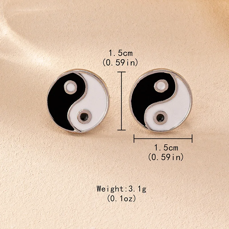 Traditional Chinese Tai Chi Stud Earrings Unisex Geometric Earring Women Cultural Daily Office Versatile Fashion Jewelry Gifts