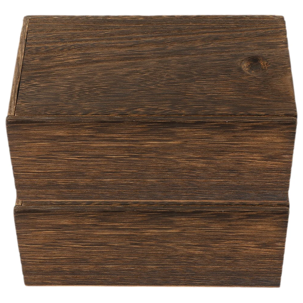 2개입 나무 보석함 슬라이딩 뚜껑 다기능 소품 보관함 반지 펜던트 발찌 테이블 장식용