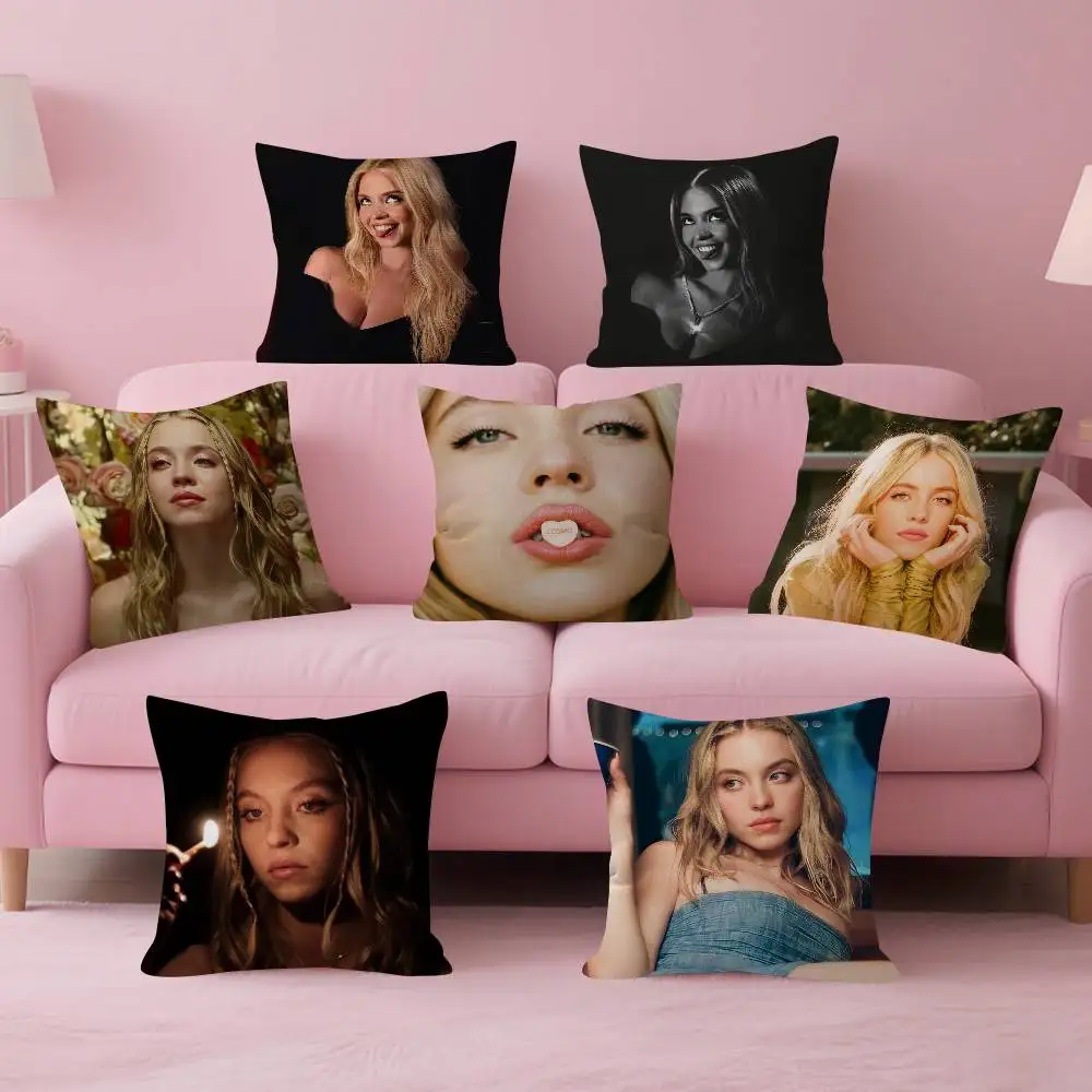 Actor Sydney Sweeney Double-sided Printed pillow cover Short plush Suitable living rooms bedrooms sofas throw cushion cover