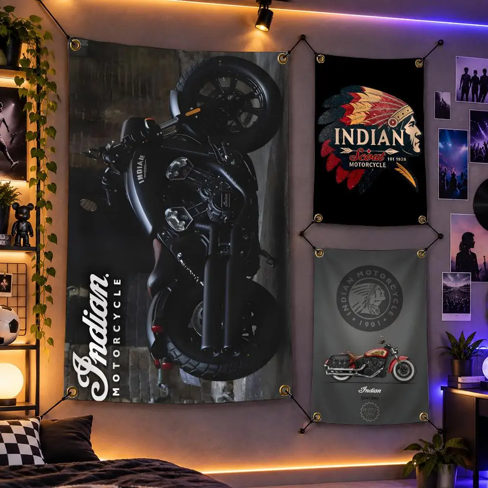 Motorcycle Indian Motorcycle Heritage Flags Personalized Flag Room Dorm Camping Picnic Garage Bar Indoor Outdoor Wall Decor