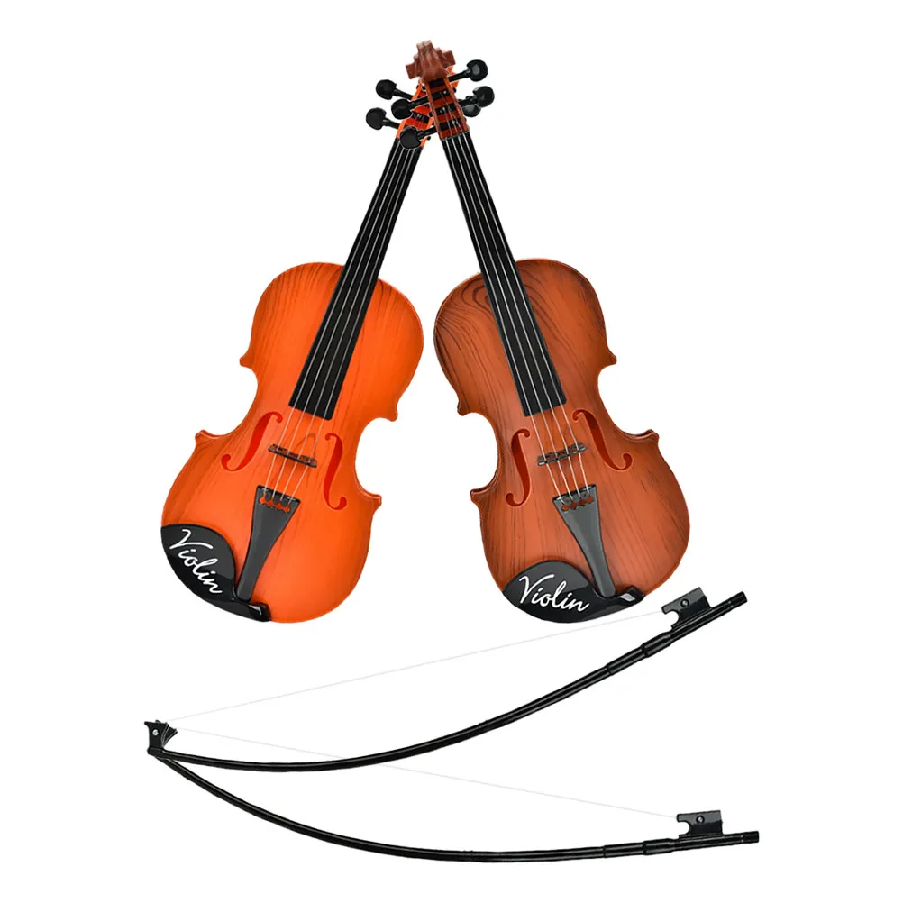 2Pcs Realistic Violin Simulation Music Instrument Adjustable Strings for Kids Beginners Early Learning Plastic Music
