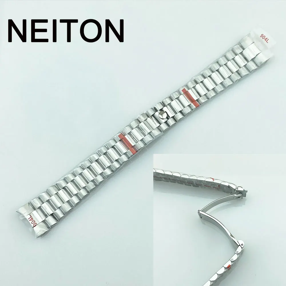 NEITON 20mm silver gold rose gold black bracelet 904L stainless steel band folding buckle fit miuksi 36/39/40mm case