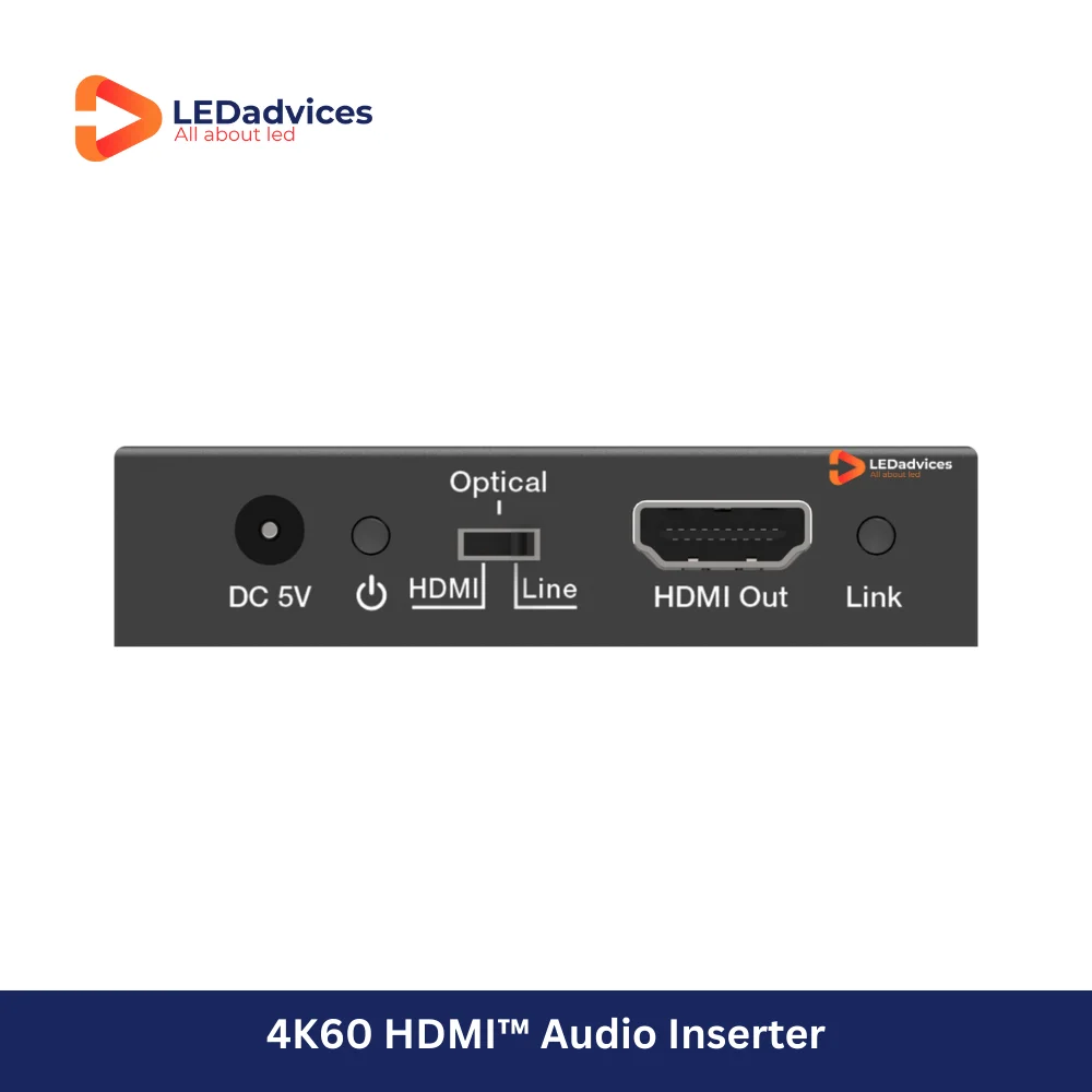 4K60 HDMI Audio Inserter 18Gbps HDMI 2.0b, Audio Embedder with Optical & Analog Inputs, HDR10, Dolby Atmos DTS-HD, HDCP 2.2 CEC