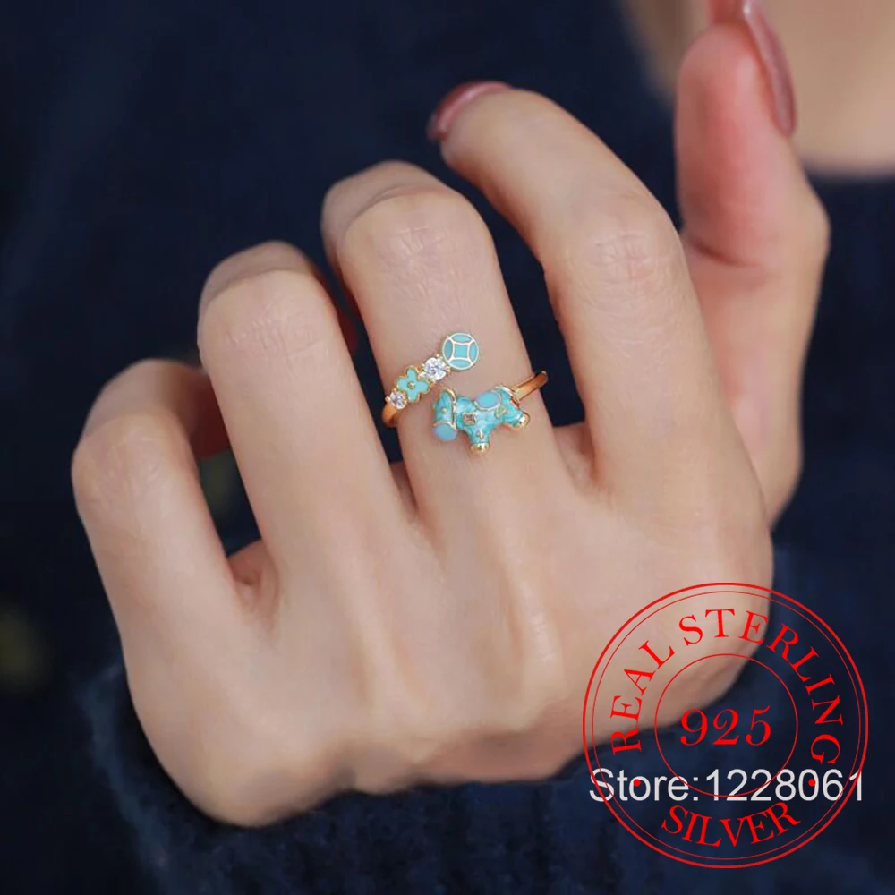 925 Sterling Silver Jewelry 18K Gold Plated Zircon Crystal Horse Finger Rings for Women Wedding Party Jewelry Girl Friend Gift
