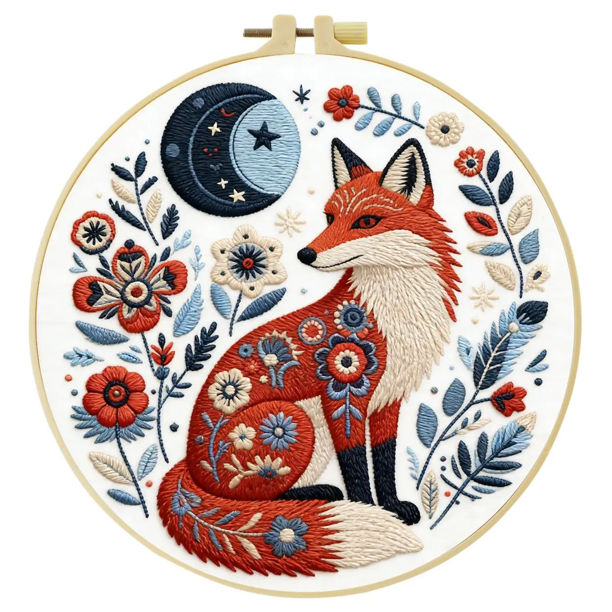 1 Stück 20X20CM/15X15CM 7,87/6,3 Zoll Fuchs-Stickerei-Starter-Kit DIY-Kit DIY-Stickerei-Set Handarbeiten Malerei – Detail 4
