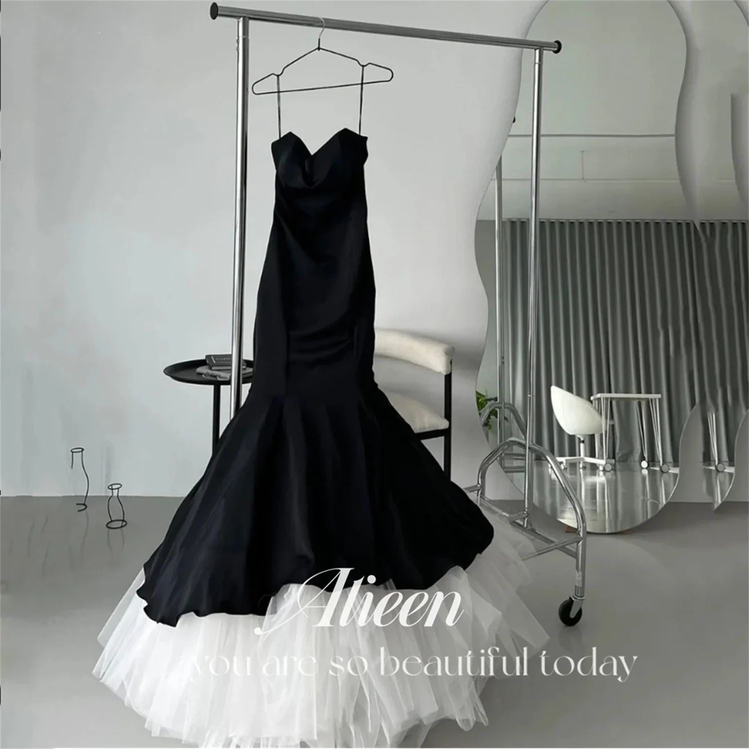 Aileen Black Mermaid Sexy Sweeper Train Luxurious Turkish Evening Gowns Dresses on Offer Liquidation Long Luxury Midi Birthday