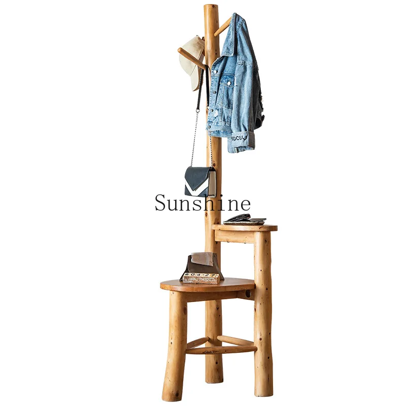 

All solid wood coat rack corner retro washbasin floor rack
