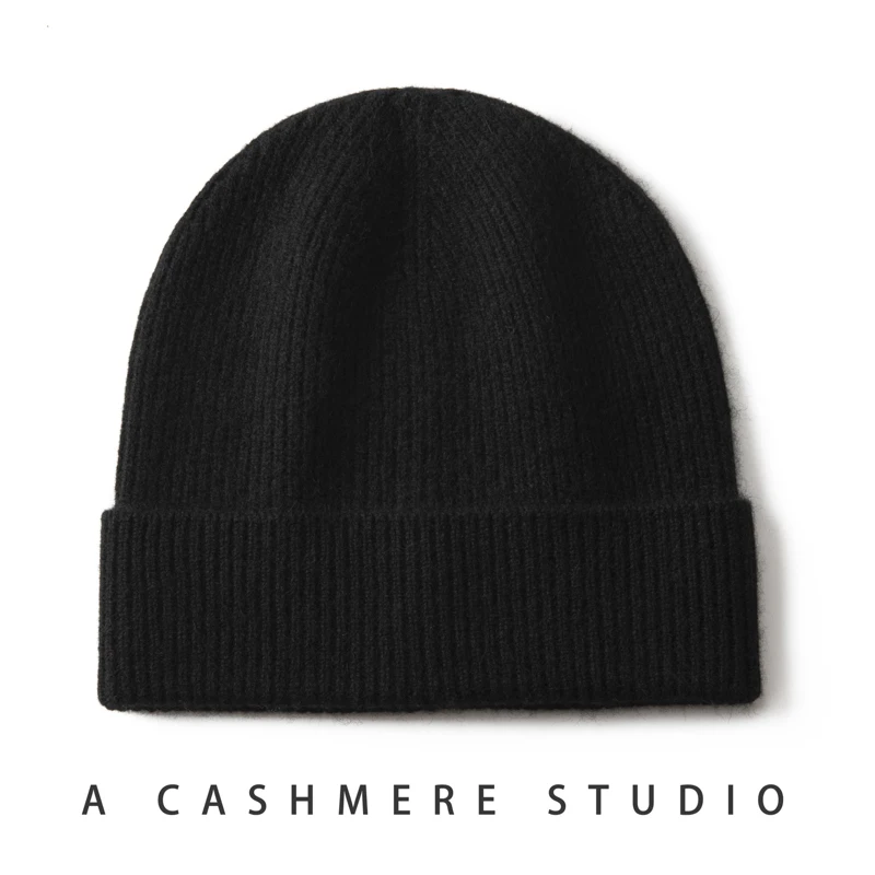 Winter New Hat for Men Knitted Korea Beanie Thick Hats Autumn Outdoor Warm Streetwear Cap Man 100% Cashmere Solid Color Soft Hat, image 8