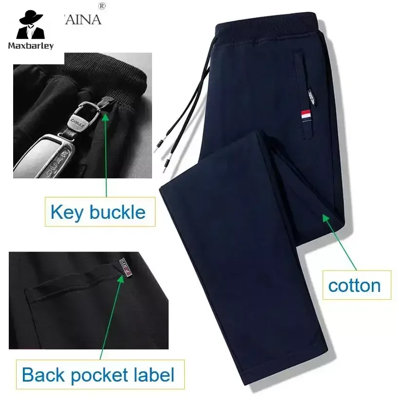 Pantalones deportivos de algodón para hombre, chándal de cintura elástica, holgado, para gimnasio, Otoño, M- 8XL