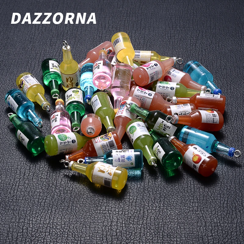 10Pcs/Lot 10x13mm New Resin Charms 7 Color Sake Bottles Pendant For Jewelry Earrings Keychian Necklace Making DIY Findings