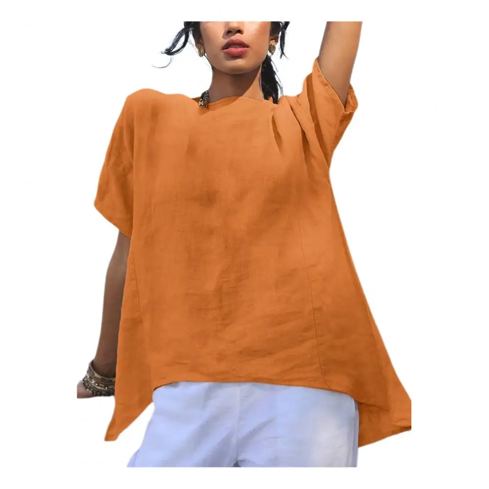 Women's T-shirt Short Sleeve Loose New Summer Cotton Blouse O-neck Versatile Solid Color Short Sleeve Fashion Casual Tops