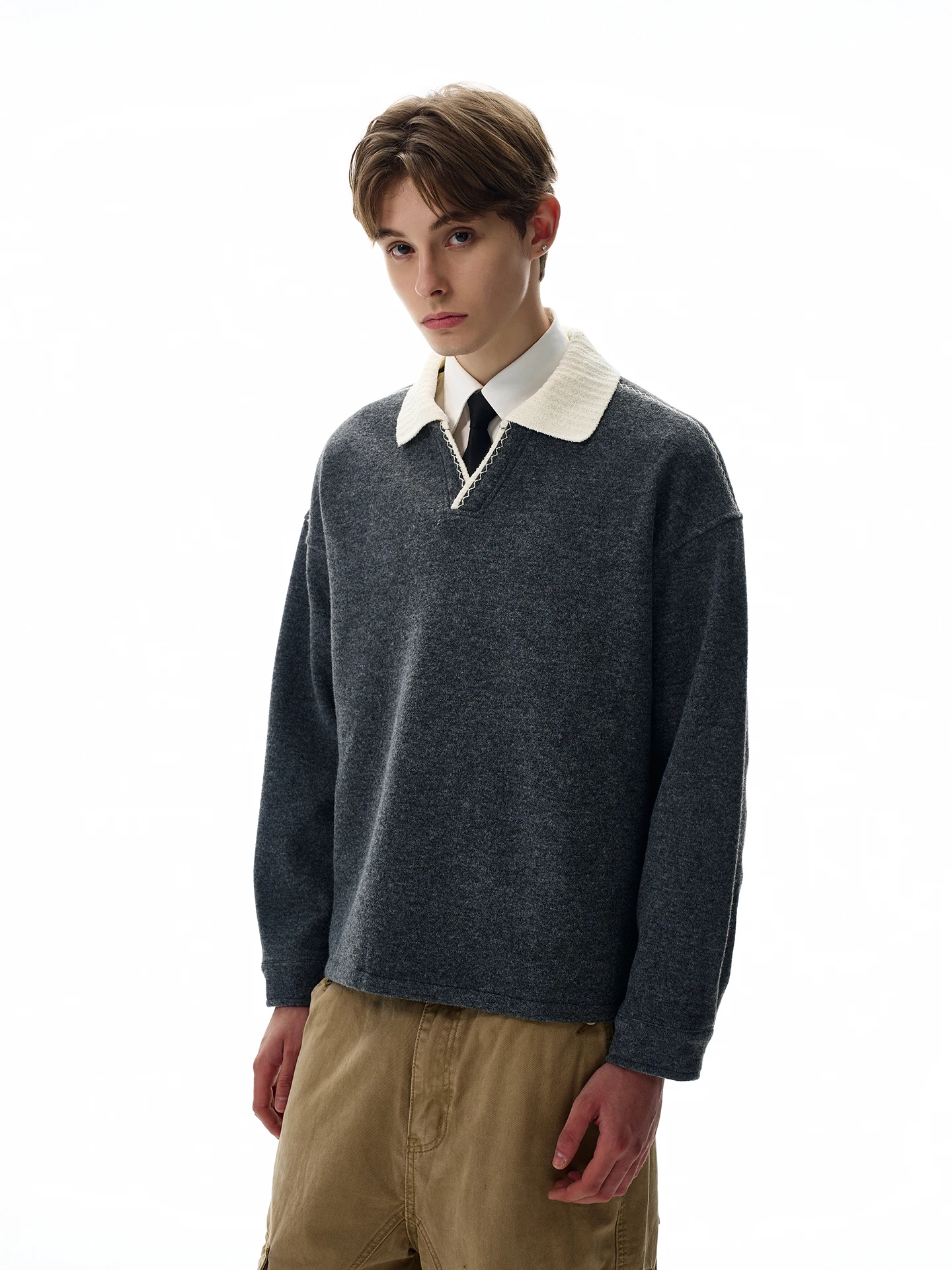 

American Sle Simple V-ne Sweater ex Loose Retro Knitted Top for Commuting And Casual Wear Warm And Comfortable