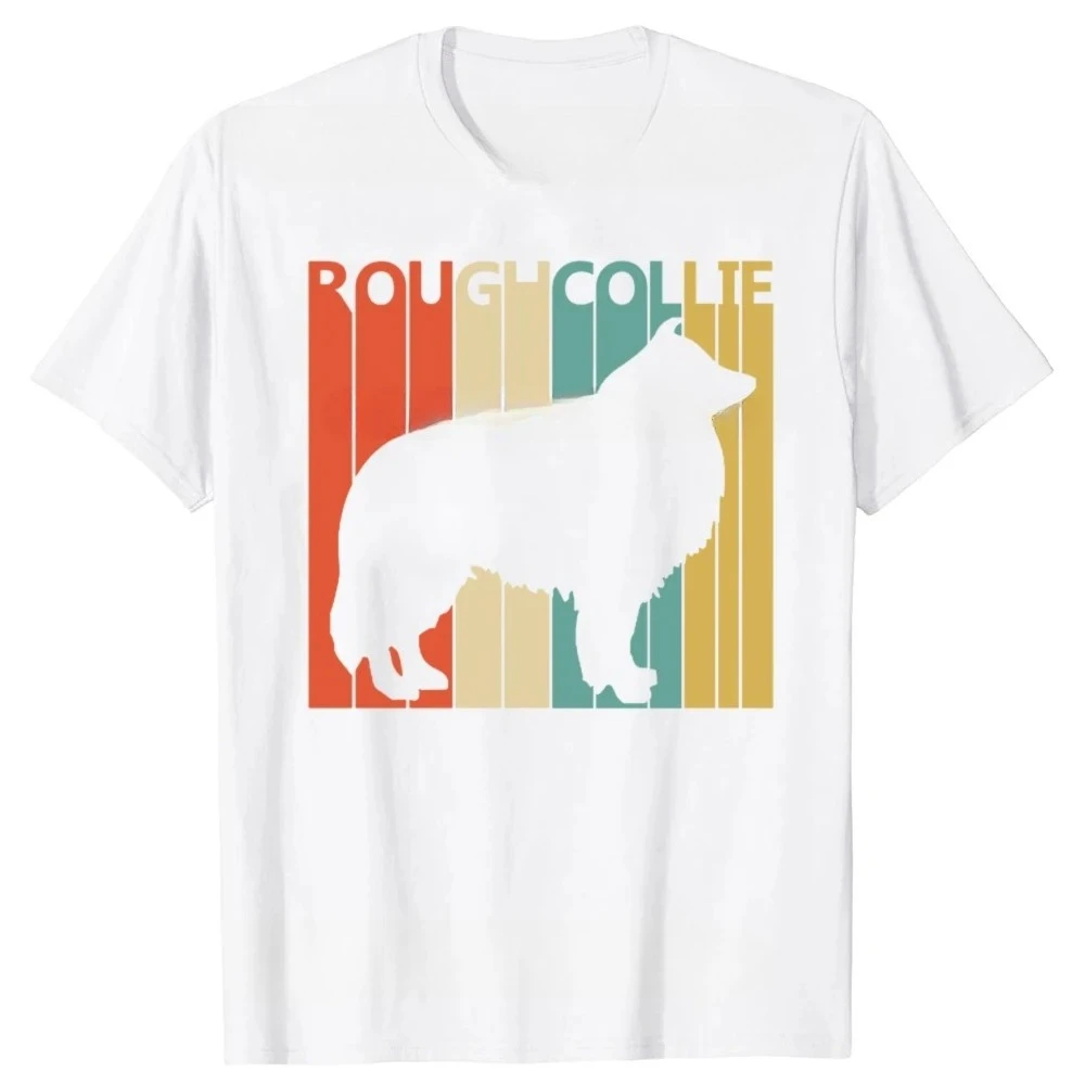 Koszulka damska z krótkim rękawem z nadrukiem serca Rough Collie, zabawny pies, humor, streetwear, letnia odzież, top Y2K