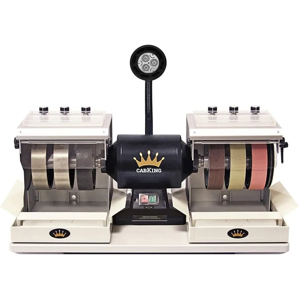 Cabbing Machine Lapidary Equipment - Gem Stone Grinder Jewelry Rock Polisher - Includes Diamond Wheels, LED Lamp, Water System