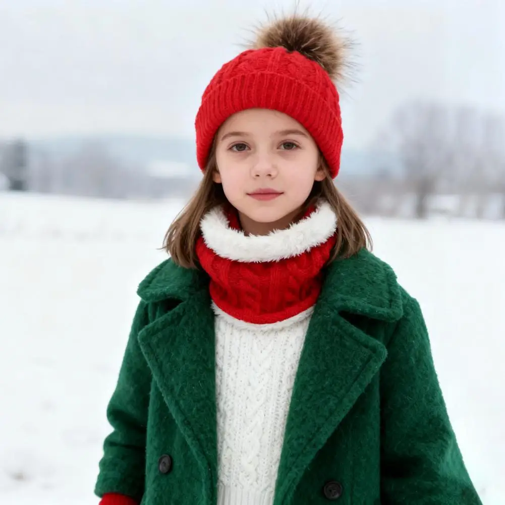 Cozy Baby Hat Gloves 3pcs Women Winter Hat Scarf Gloves Set with Plush Ball Decor Twist Texture Fleece Lined Hat Cozy Neck