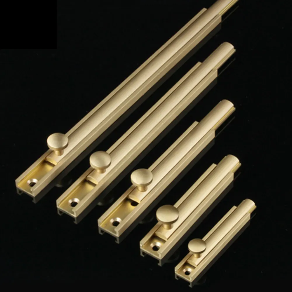 Sliding Door Bolt Copper Door Bolts Latch Safety Door Hardware For Bathrooms Cupboards Bedrooms Brushed Gold/Silver 5 Size