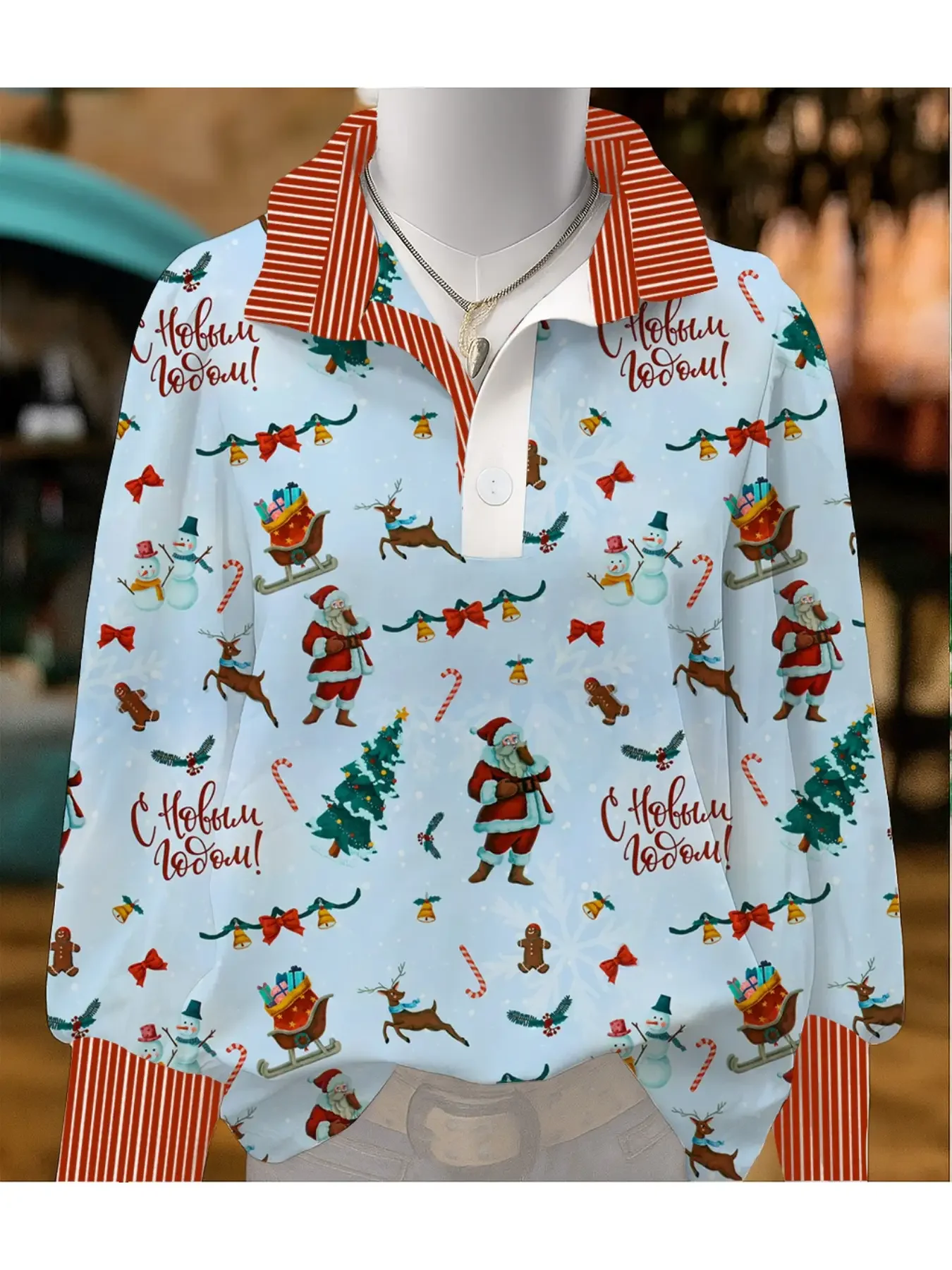 Ladies' striped casual fashion shirt with multi-color striped collar , Elegant women's shirt, high-end feel